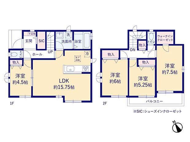 【間取り図】D棟　建物面積95.63m2　土地面積120.71m2