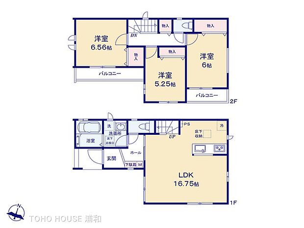 【間取図】採光豊かな3LDK