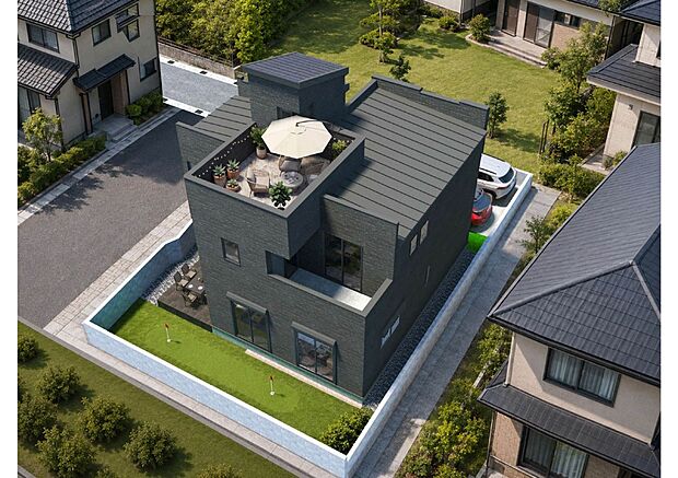 【建物参考プラン(外観)】天体観測・ガーデニング・お子様の水遊び、仕事終わりの一杯、使い方はオーナー様次第のスカイデッキです。