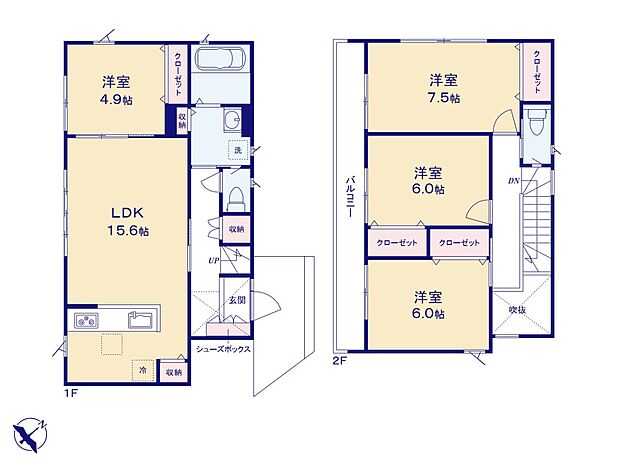 【間取り図】4LDK 土地面積213.86m2 建物面積98.12m2