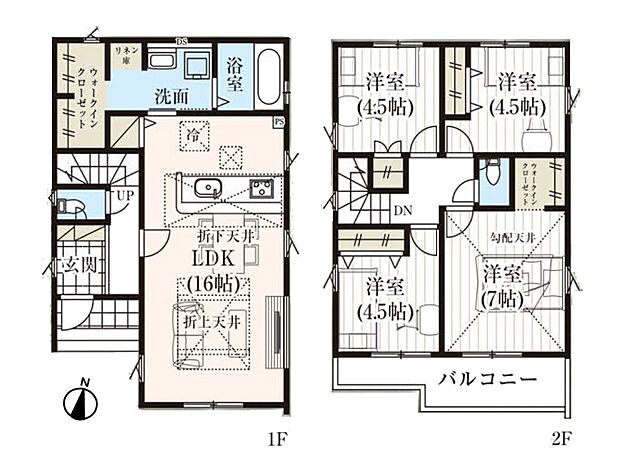 【間取り図】4LDK 土地面積102.74m2 建物面積93.36m2
