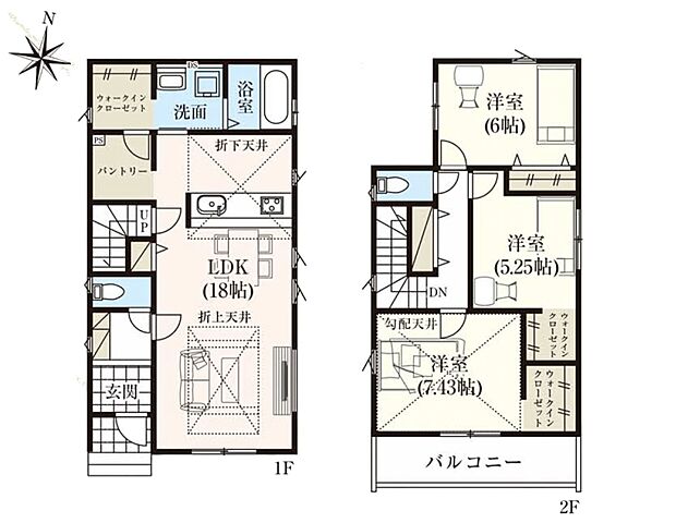 【間取】LDK18帖 広々3LDK