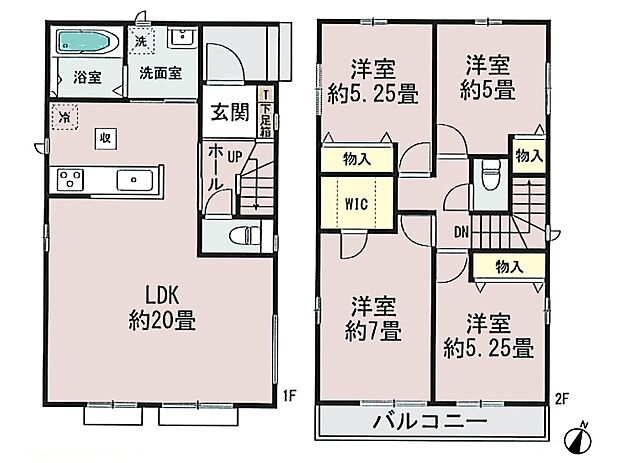 E号棟 4LDK 土地面積100.05m2 建物面積96.88m2