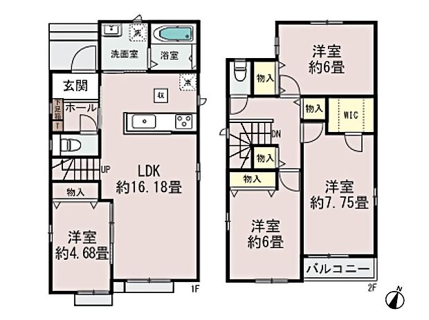 F号棟　4LDK　土地面積100.04m2　建物面積97.09m2