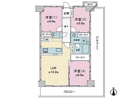 3LDK 間取り