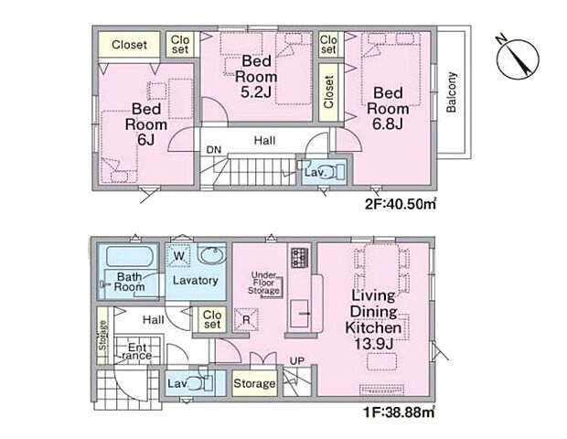 【1号棟間取図】収納豊富な3LDK。家事導線も〇