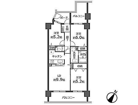 3LDk/66.05m2 バルコニー/19.62m2