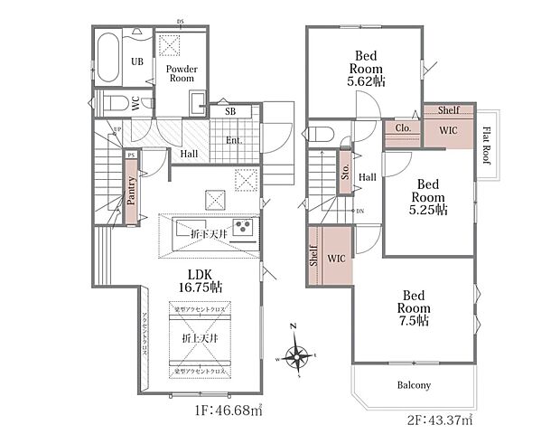 1区画　間取プラン3LDK　建物面積90.05平米　建物価格1680万円