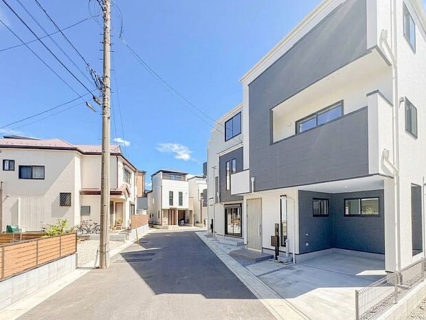 1号棟【前面道路】車の通行が少ないので、静かな住環境を維持することができます。※一部AI加工しております。