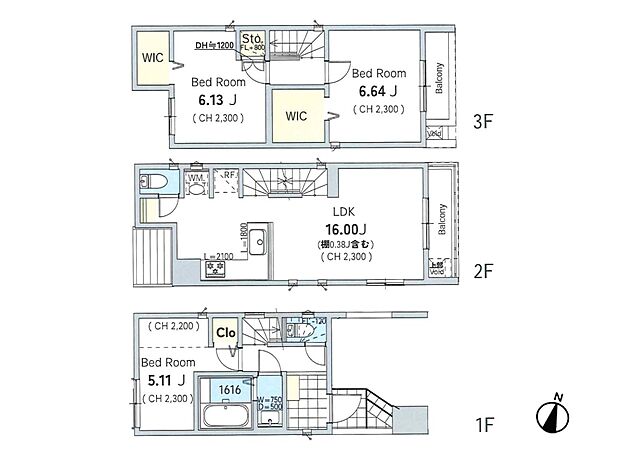 1号棟【間取り図】3LDK 建物面積100.03m2 土地面積 56.61m2
