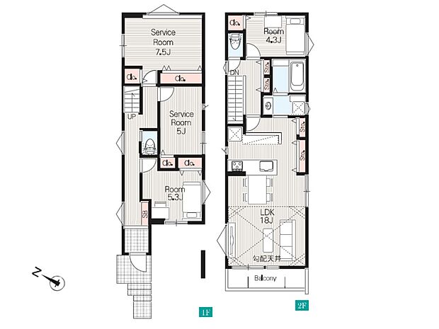 【間取図】土地/90.55m2(27.93坪)　建物/105.89m2(32.03坪)