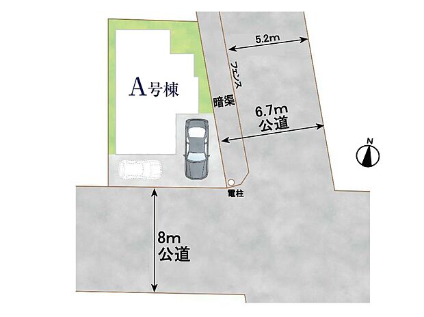 【区画図】敷地面積:100.17m2/建物面積:93.98m2