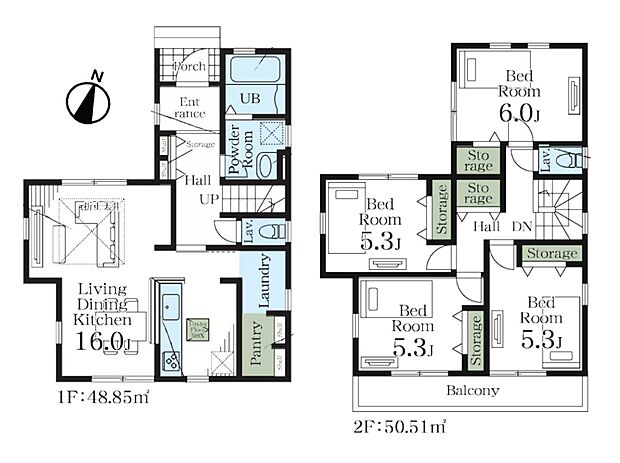 【間取り図】4LDK　建物面積99.36m2　土地面積117.42m2