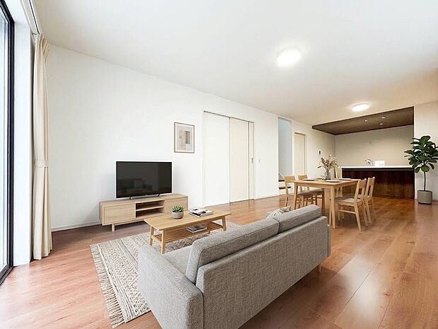 【LDK21帖】シンプルなデザインの家は風情がある。住む人のこだわりを感じる。*AIにより家具を配置しております。家具等は付帯しません
