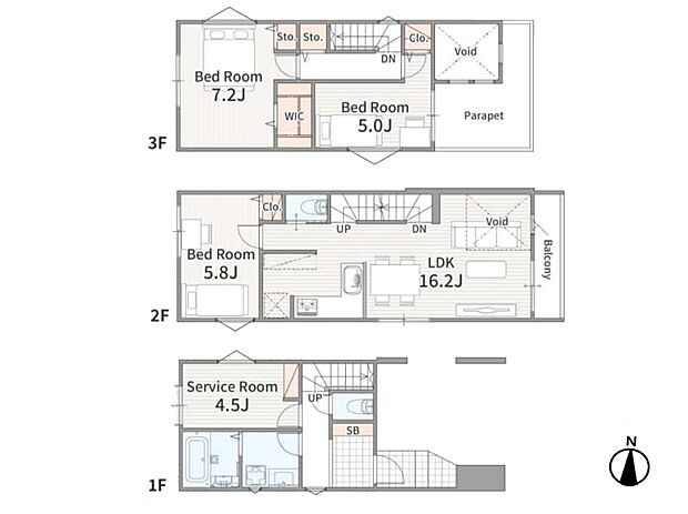 敷地面積/66.04m2(19.97坪)・延床面積/100.26m2(30.26坪)