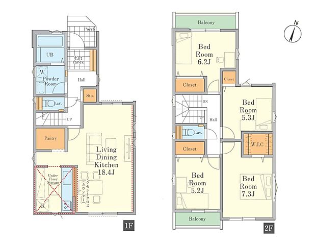 【間取り図】4LDK 建物面積104.91m2 土地面積91.69m2