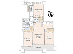 スカイスクエア川口タワー 3LDKの間取図画像