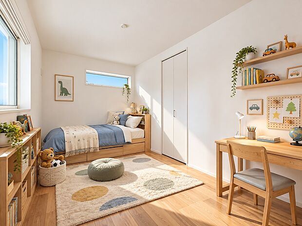 【子供部屋】お子様のお部屋にぴったりなクロークを備えたフローリング仕様の洋室です。