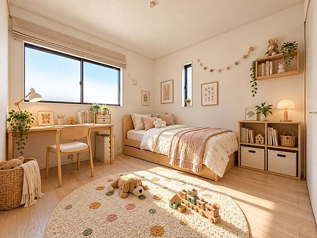【子供部屋】お子様のお部屋にぴったりなクロークを備えたフローリング仕様の洋室です。