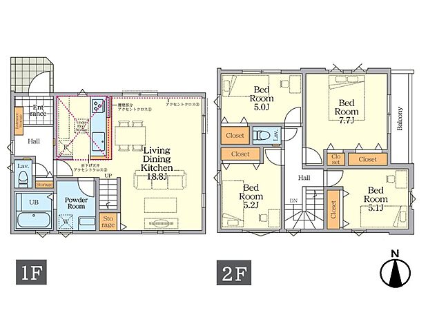 4LDK　土地面積80.61m2　建物面積99.96m2