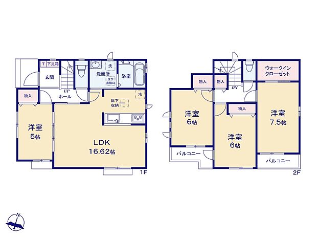 【間取り】主寝室にある、広々としたウォークインクローゼットが魅力的な間取りです。
