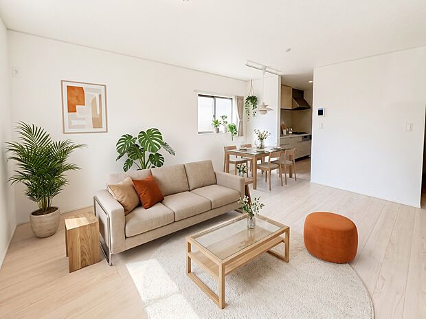 【リビングダイニング】シンプルなデザインの家は風情がある。住む人のこだわりを感じる。外観も内装もいたってシンプル。居心地がよく、家事や趣味、子育てなどにも集中できる。家も人間も熟成するほどシ…