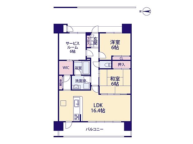 ■79.43m2・ＬＤＫ16.4帖＋和室6帖・ＷＩＣと洗面室に2Ｄｏｏｒ2Ｗａｙ，家事効率、生活導線に嬉しい設計