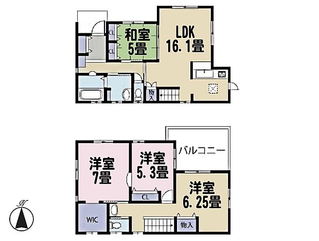 上尾市原市(4LDK)の間取り