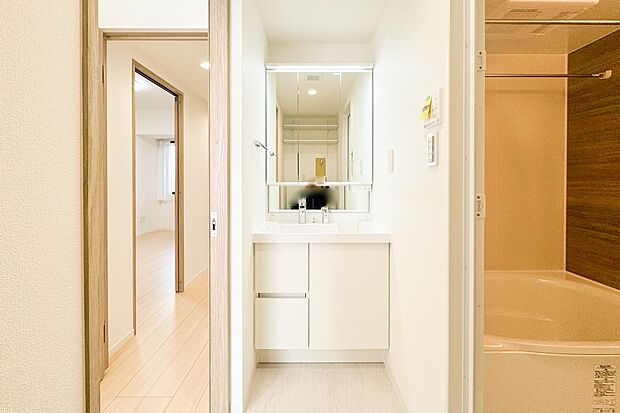 洗面所は小さなプライベートスペース。歯磨き、洗顔と毎日施す個人空間。