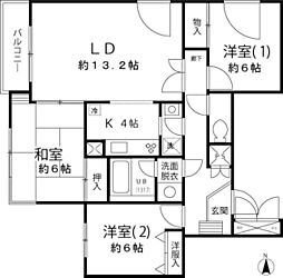 西武池袋線 中村橋駅 徒歩8分の賃貸マンション 2階3LDKの間取り