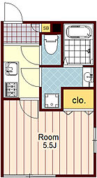 アンクレール石神井台 1階1Kの間取り