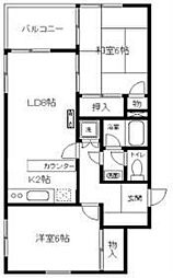 西武池袋線 富士見台駅 徒歩5分の賃貸マンション 1階2LDKの間取り
