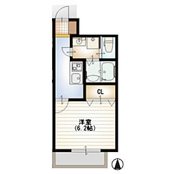 シティハイム武蔵野 1Kの間取図画像