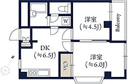 アーデル中野 2DKの間取図画像