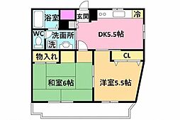 REX赤堤 2DKの間取図画像