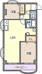 シャトーグリーンハイツ 2LDKの間取図画像