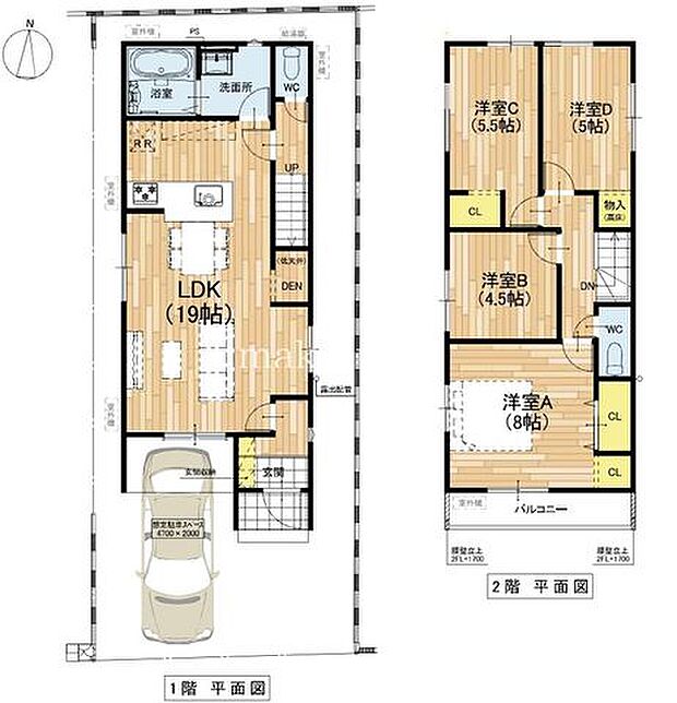1階部分はLDKを広くとった間取り設計!19帖の広さがございます♪3面採光!陽当たり・通風良好!