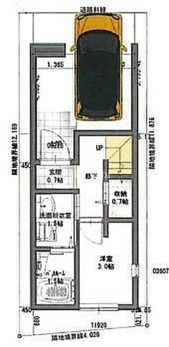 1階間取り図 駐車場は1台分あり!大阪外環状線にもすぐに出られるマイカー通勤にも便利な立地!