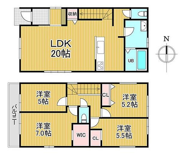 【1号棟】広々20帖のLDK!リビング階段で家族の動きのわかりやすい間取り!コミュニケーションがとりやすいお家です♪