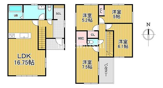 【3号棟】南向きの明るいお家！広々としたシューズクローゼット付きの玄関でスポーツバイクやアウトドア趣味の方におすすめの間取りです♪