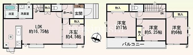 【C号棟】16.75帖のリビング！リビング階段で家族の動きのわかりやすい間取り！大きな物入が各所にある収納も充実したお家です♪