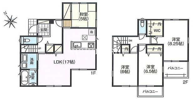 南西・北東の両面接道で陽当通風良好な4LDK+駐車場2台♪ウォークインクローゼット付き♪LOWーEペアガラス仕様の省エネ住宅!