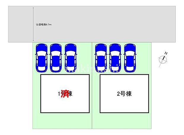 全棟駐車場が並列で3台分あり！来客時などに便利♪閑静な住宅地の限定2区画の新築！全居室収納付き！
