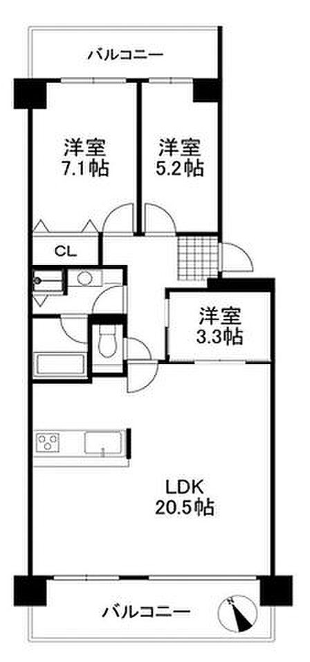 3LDK 間取り