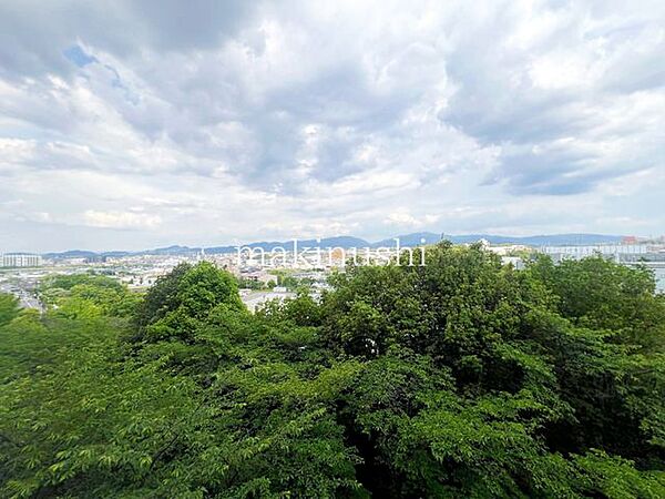 眺望です。本当に眺めがよく、ずっと見ていられます。山、緑の自然と都市機能が調和した南河内は空気が美味しいと有名です。
