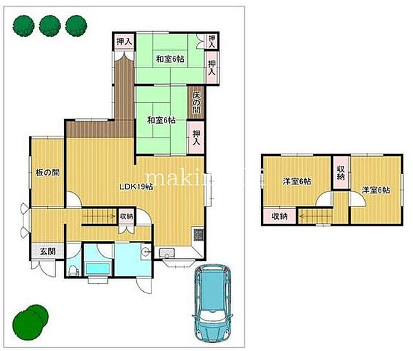 ■前面道路6.0ｍ。駐車場付きの一戸建てです■土地63.56坪■立延28.30坪■1階に和室が2つございます■お庭付きのお家■バス停まで徒歩2分♪■いつでもご見学可能となっております。ぜひご見学下さい