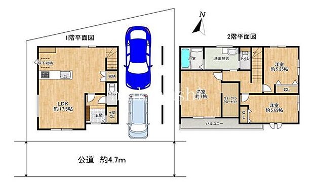 間取図3LDK+ウォークインクローゼット