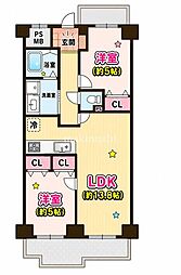 エクセラート八尾 2LDKの間取図画像