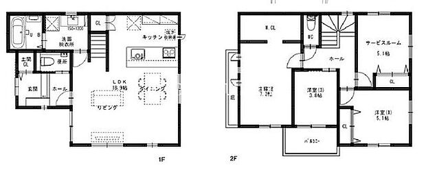 間取図4LDK完成済ですぐにお住まい頂けます。