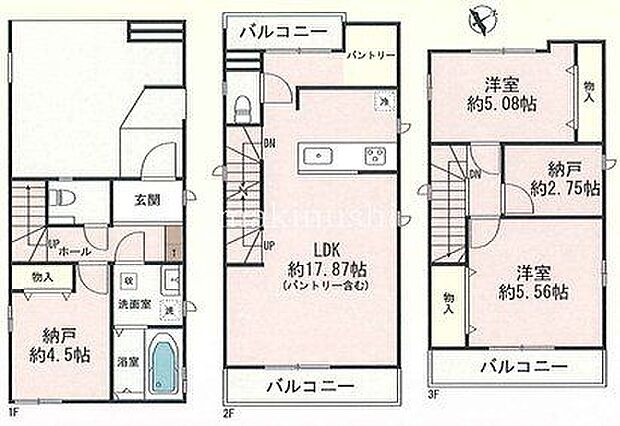2LDK+2S でゆったりです。